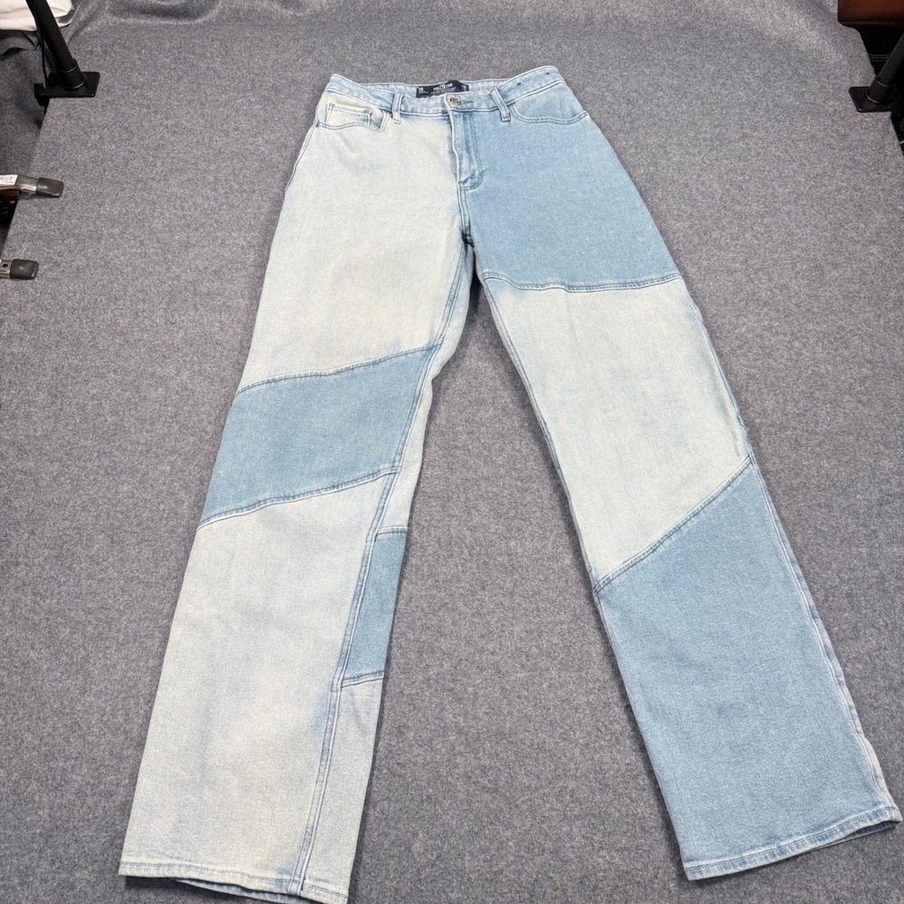 Hollister Ultra High-Rise Dad Jeans Light Wash Patchwork Size 3R W26 L31